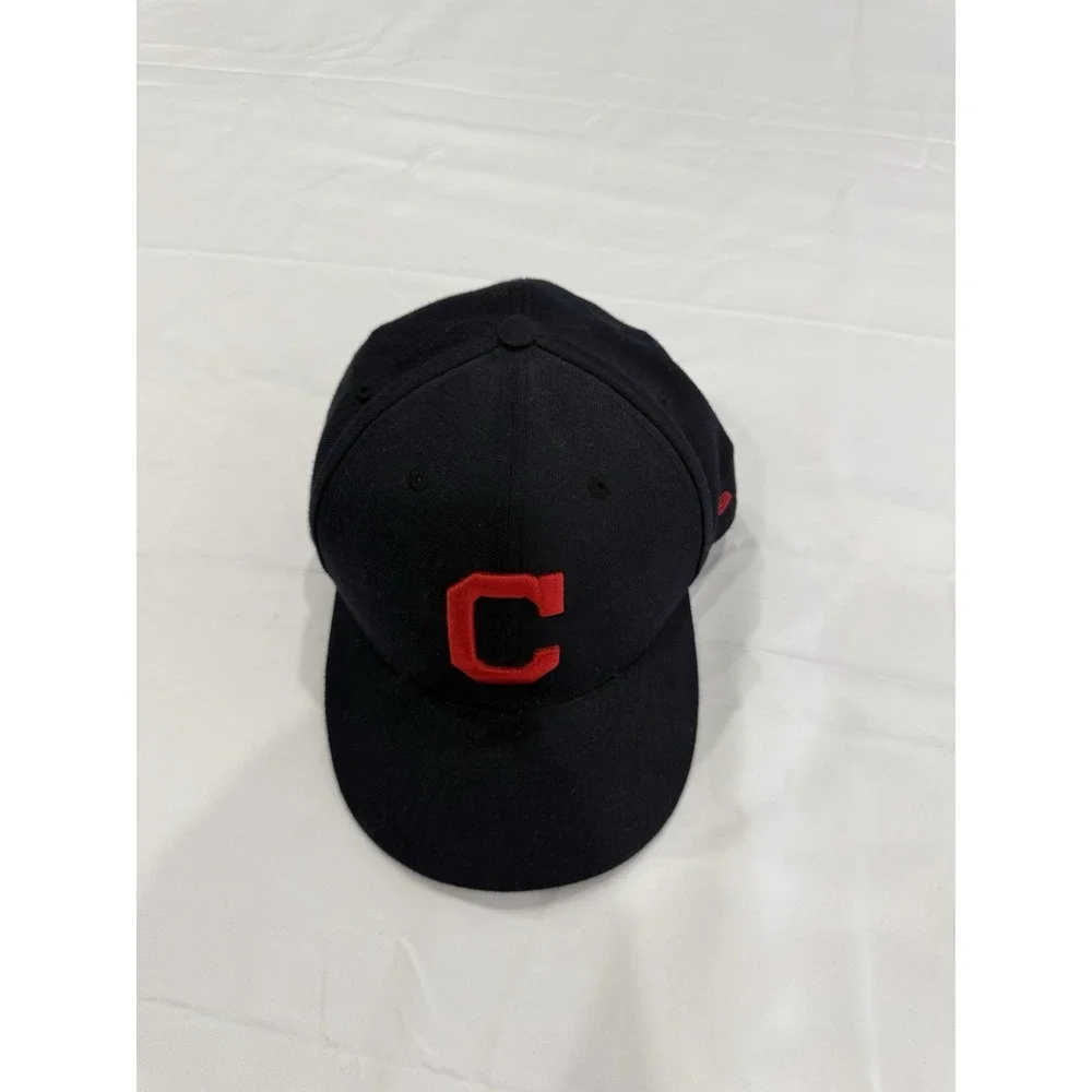 Vintage New Era Cleveland Indians Hat 7 5/8 Navy Blue 59FIFTY Fitted MLB Cap USA